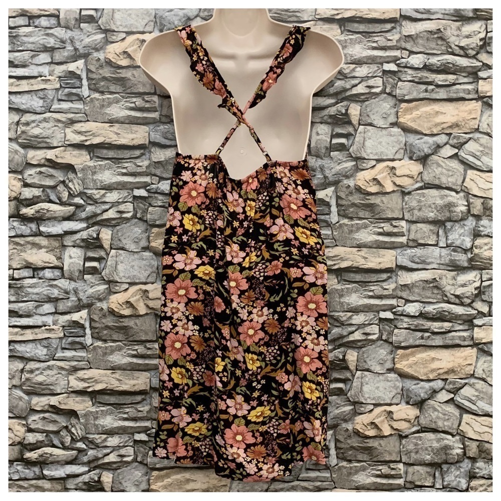 #06 NWT Juniors SO Floral Ruffle Criss Cross Spaghetti Strap Swing Dress Small - Picture 5 of 6